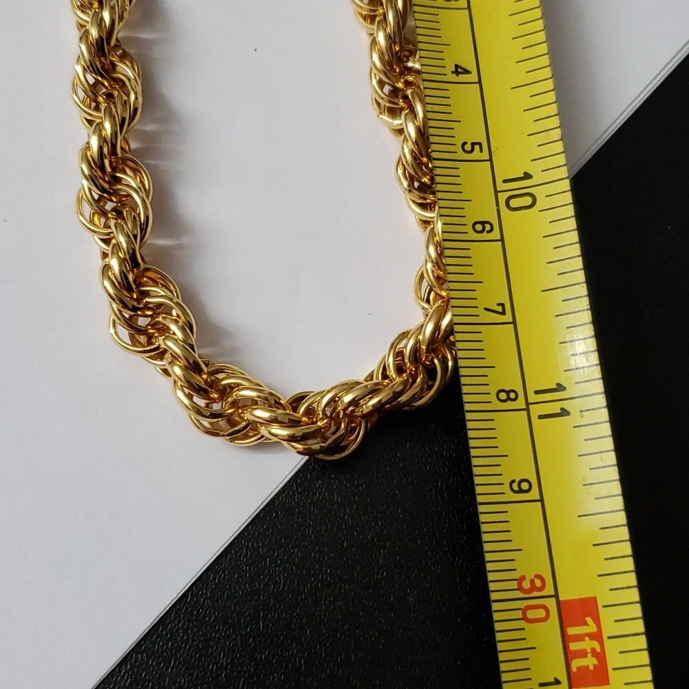 Stamped 18K Gold Rope Twisted Rope Italian Plated Necklace - Picture 4 of 6